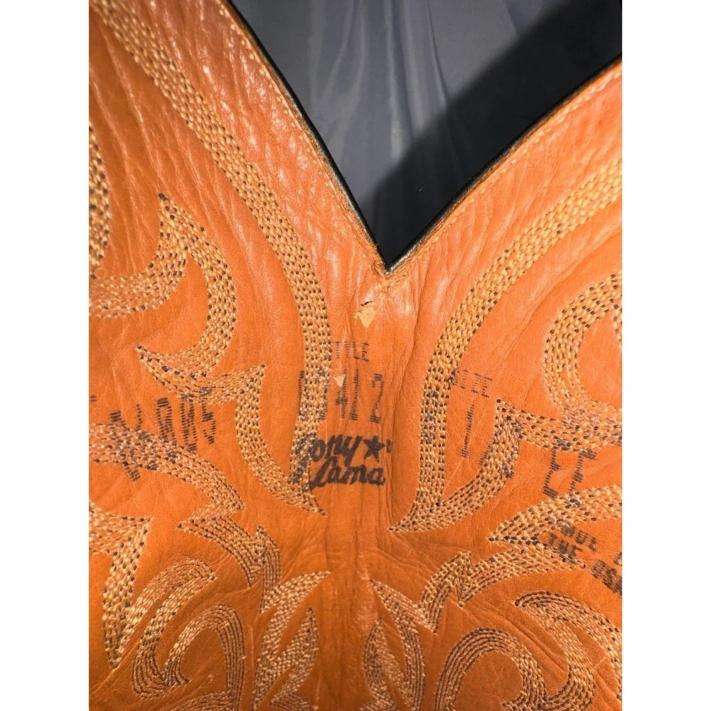 Tony Lama Mens Black Cherry Leather Western Cowboy Boots 03412 Burgundy 8.5 EE - Picture 11 of 12